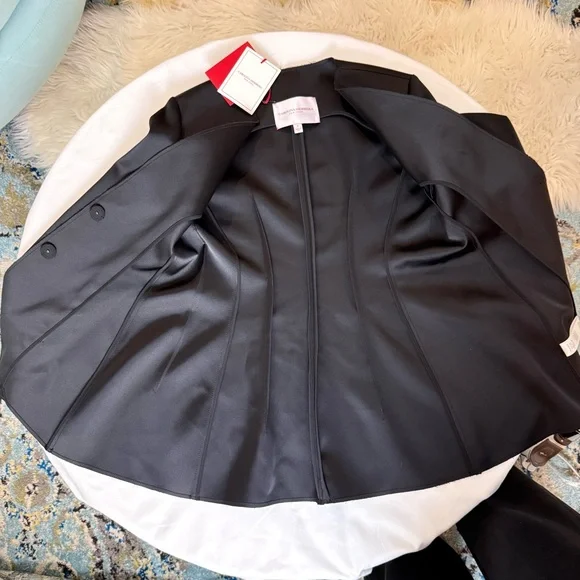 NWT Carolina Herrera Black Snap Blazer Raw Edge Sz 8 - Picture 7 of 16